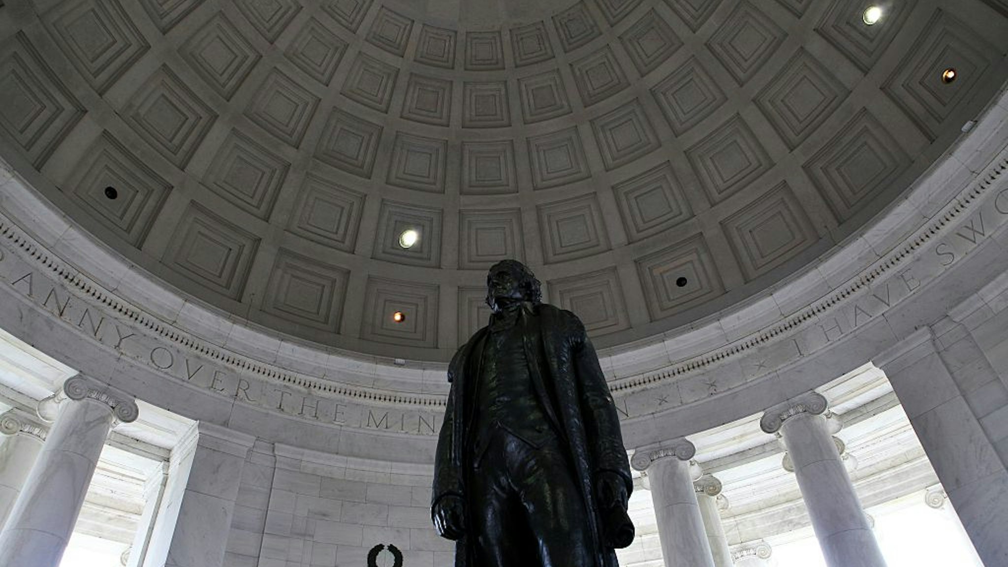 WASHINGTON - APRIL 10: Rudulph Evans' Thomas Jefferson statue sits inside the rotunda of the Thomas Jefferson Memorial on April 10, 2015 in Washington, D.C.