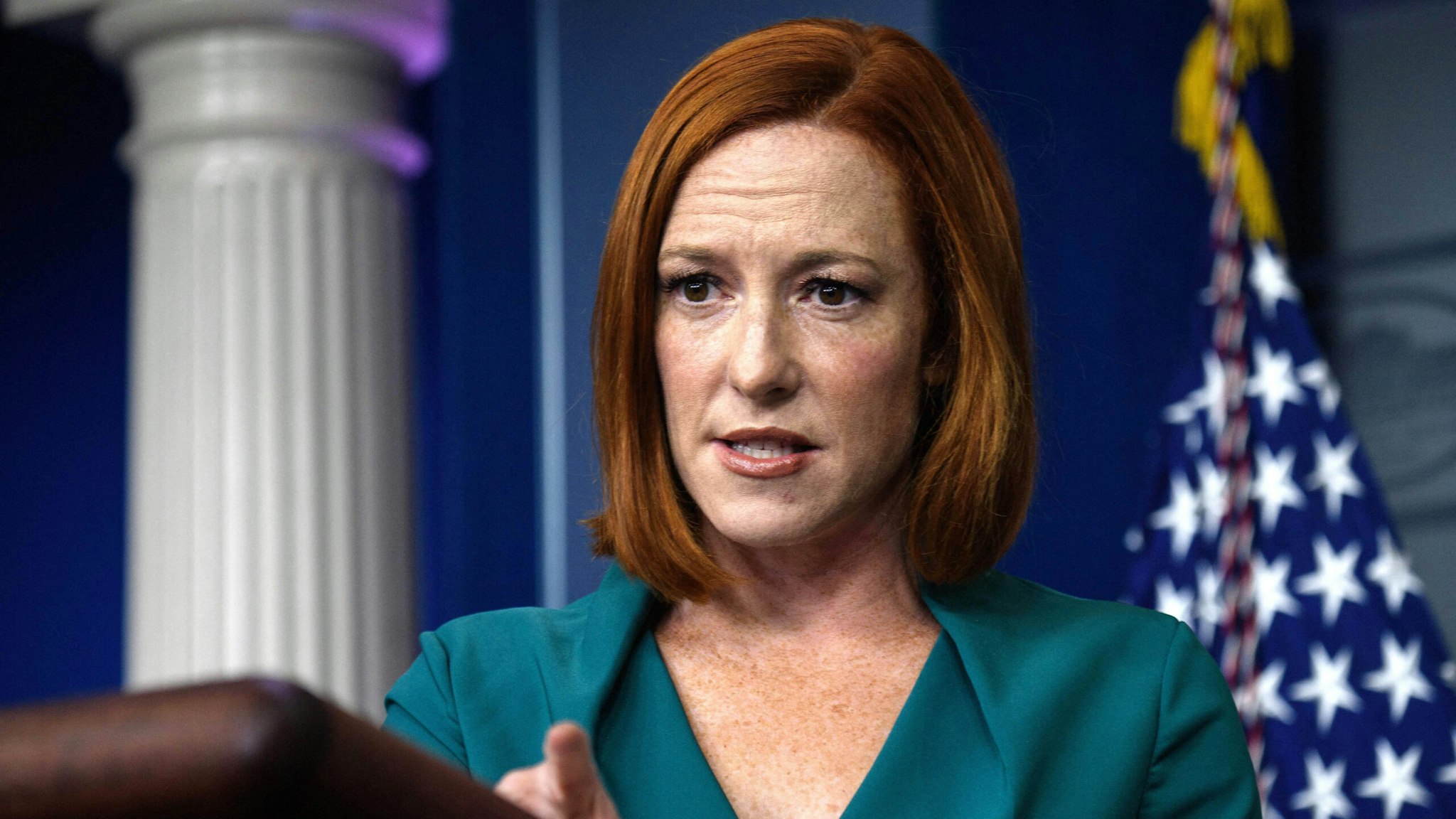 White House Press Secretary Jen Psaki speaks during the daily press briefing at the White House in Washington, DC, on October 6, 2021.