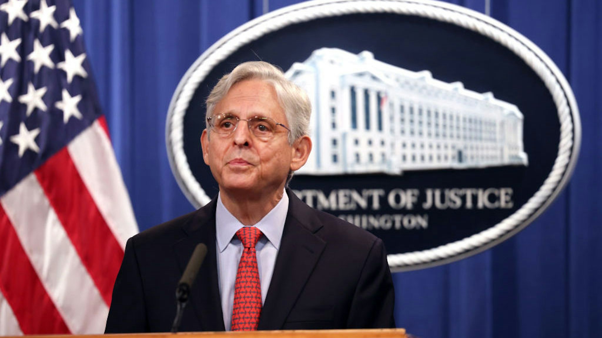 WASHINGTON, DC - AUGUST 05: U.S. Attorney General Merrick Garland announces a federal investigation of the City of Phoenix and the Phoenix Police Department during a news conference at the Department of Justice on August 05, 2021 in Washington, DC. Garland said the Justice Department has opened a pattern or practice investigation into the City of Phoenix and the Phoenix Police Department to determine if they have violated federal laws or citizens constitutional rights. (Photo by Kevin Dietsch/Getty Images)