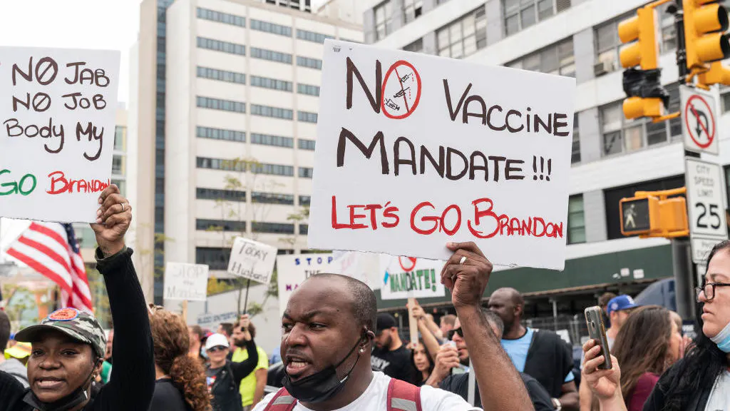 ‘Let’s Go Brandon’ And ‘F*** De Blasio’: Thousands Of NYC Workers March Against Vaccine Mandates