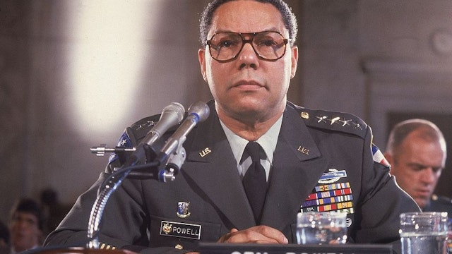 20th September 1993: General Colin Powell testifying before a Senate committee on his appointment as Chairman of the Joint Chiefs of Staff.