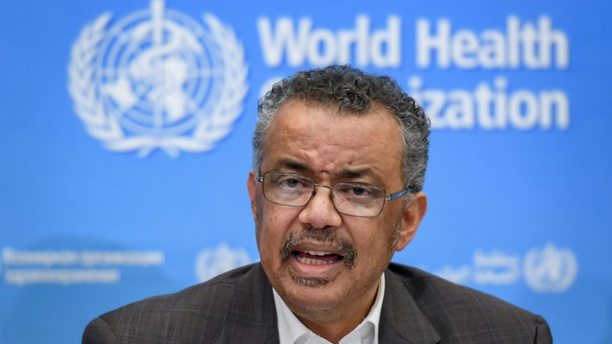 World Health Organization (WHO) Director-General Tedros Adhanom Ghebreyesus speaks during a press conference following a WHO Emergency committee to discuss whether the Coronavirus, the SARS-like virus, outbreak that began in China constitutes an international health emergency, on January 30, 2020 in Geneva. - The UN health agency declared an international emergency over the deadly coronavirus from China -- a rarely used designation that could lead to improved international co-ordination in tackling the disease.