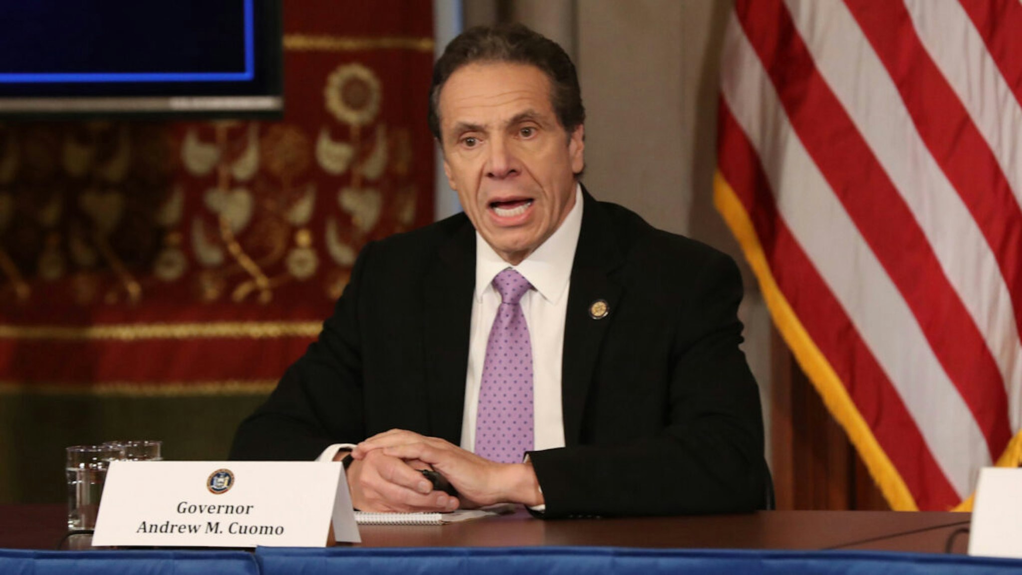 New York Governor Andrew Cuomo speaks during his daily news conference amid the coronavirus outbreak on March 20, 2020 in New York City.