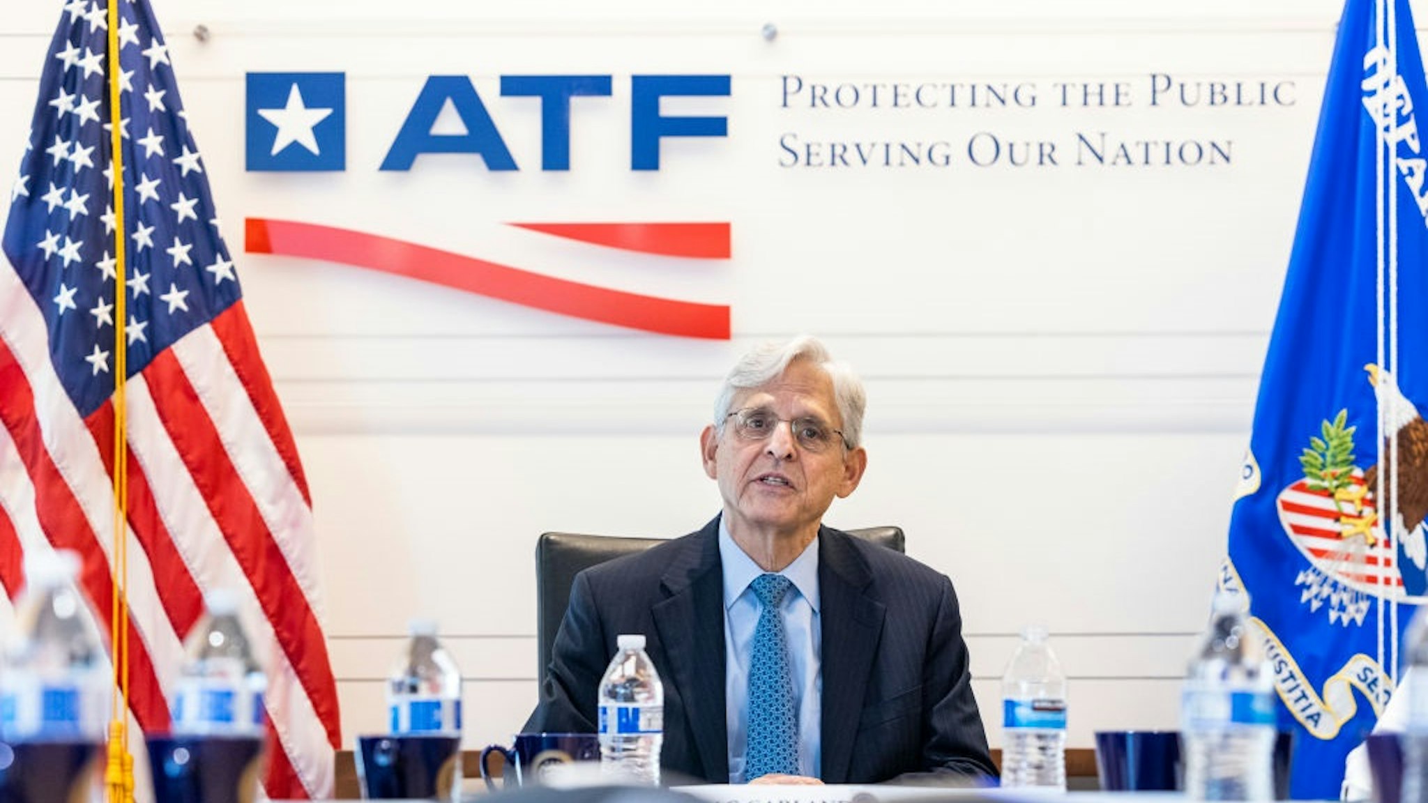 WASHINGTON, DC - JULY 22: US Attorney General Merrick Garland announces the launch of the Justice Departments five cross-jurisdictional trafficking strike forces at the Bureau of Alcohol, Tobacco and Firearms (ATF) on July 22, 2021 in Washington, DC.