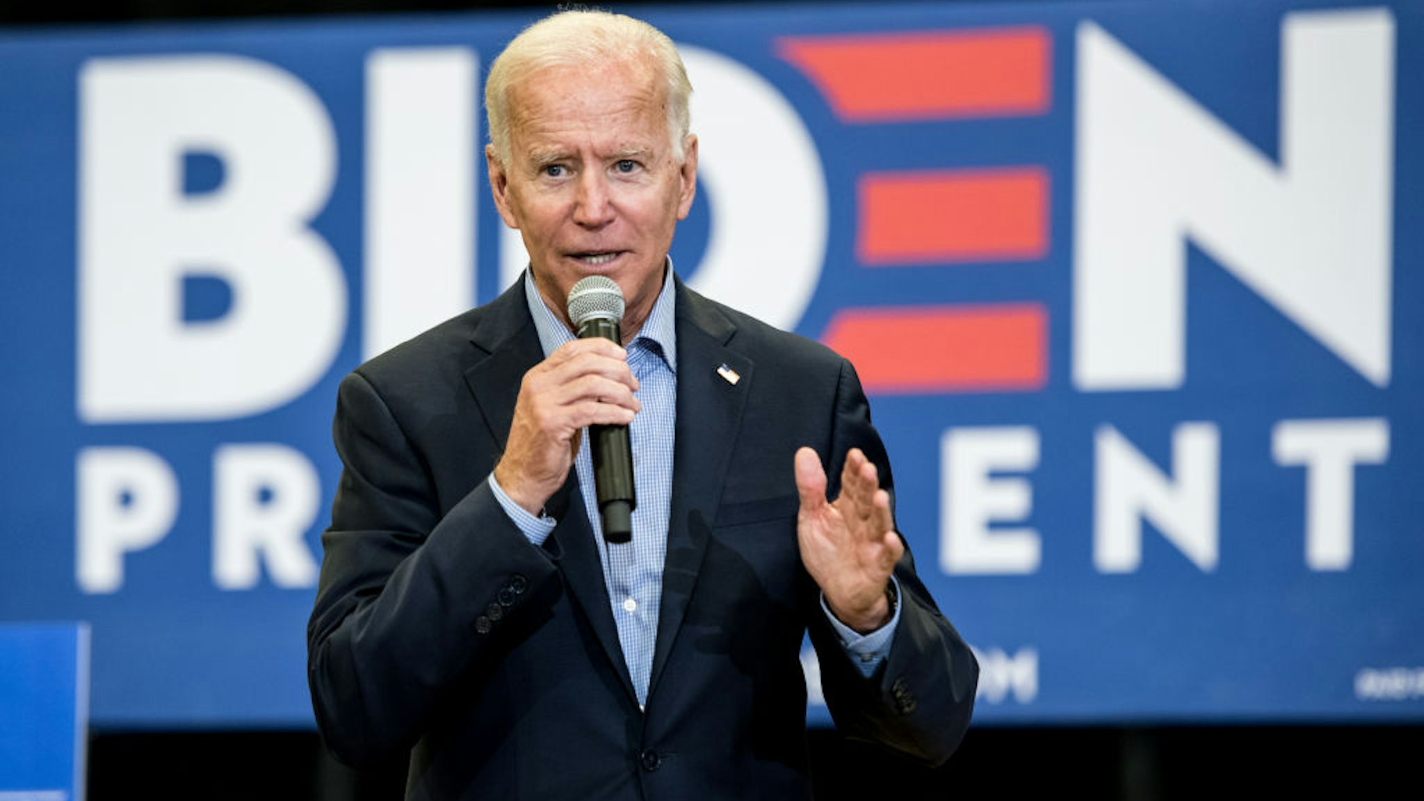 ROCK HILL, SC - AUGUST 29: Democratic presidential candidate and former US Vice President Joe Biden addresses a crowd at a town hall event at Clinton College on August 29, 2019 in Rock Hill, South Carolina. Biden spent Wednesday and Thursday campaigning in the early primary state.