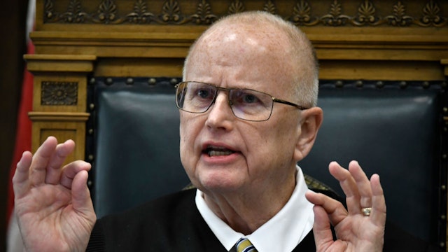 KENOSHA, WISCONSIN - NOVEMBER 10: Judge Bruce Schroeder, reprimands Assistant District Attorney Thomas Binger in his conduct in line of questioning while cross-examining Kyle Rittenhouse during the Kyle Rittenhouse trial at the Kenosha County Courthouse on November 10, 2021 in Kenosha, Wisconsin. Rittenhouse is accused of shooting three demonstrators, killing two of them, during a night of unrest that erupted in Kenosha after a police officer shot Jacob Blake seven times in the back while being arrested in August 2020. Rittenhouse, from Antioch, Illinois, was 17 at the time of the shooting and armed with an assault rifle. He faces counts of felony homicide and felony attempted homicide. (Photo by Sean Krajacic-Pool/Getty Images)