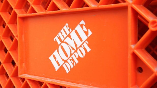 The Home Depot logo is seen on a shopping cart outside the store February 17, 2005 in Evanston, Illinois.