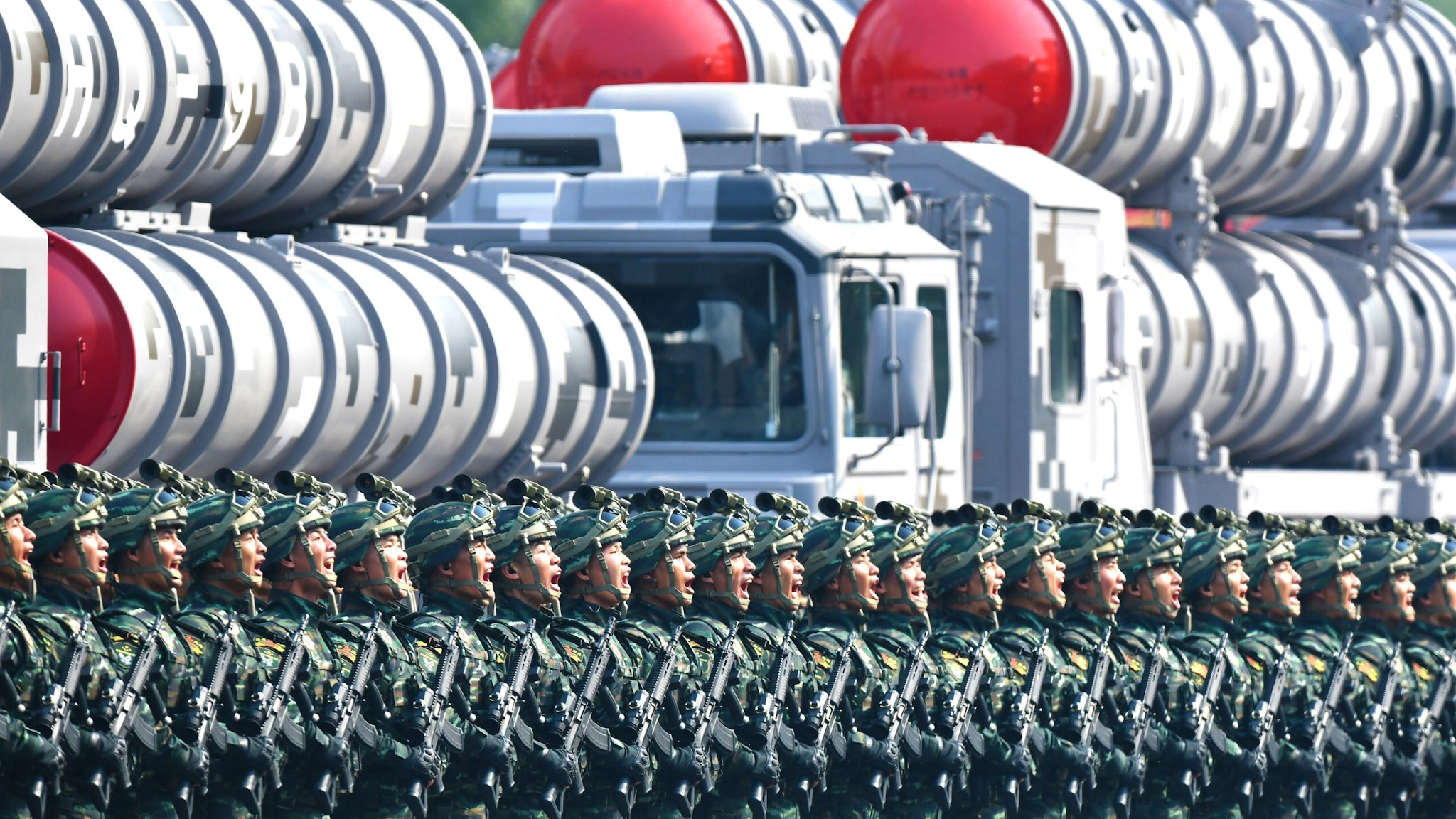 BEIJING, Oct. 1, 2019 -- Troops take part in a military parade celebrating the 70th founding anniversary of the People's Republic of China in Beijing, capital of China, Oct. 1, 2019.