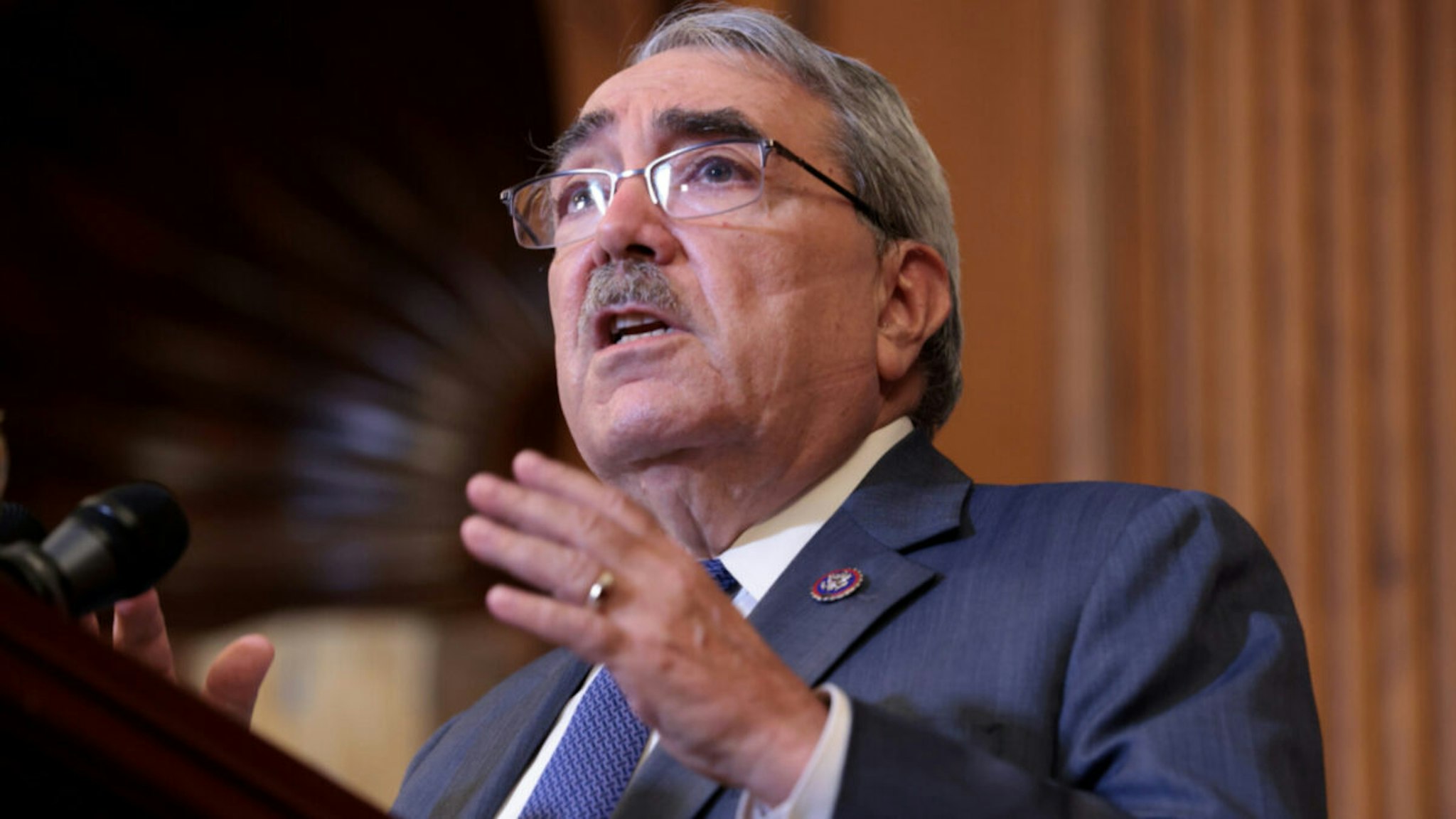 Rep. G.K. Butterfield (D-NC) speaks at a press event following the House of Representatives vote on H.R. 4, the John Lewis Voting Rights Advancement Act, at the U.S. Capitol on August 24, 2021 in Washington, DC.