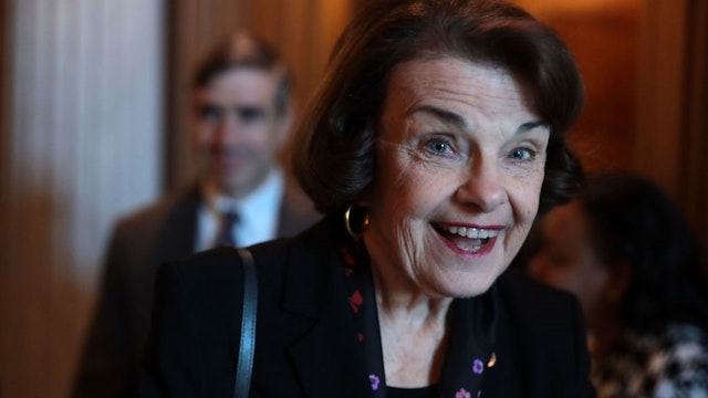 WASHINGTON, DC - FEBRUARY 05: U.S. Sen. Dianne Feinstein (D-CA) arrives at a weekly Senate Democratic Policy Luncheon at the U.S. Capitol February 5, 2019 in Washington, DC.
