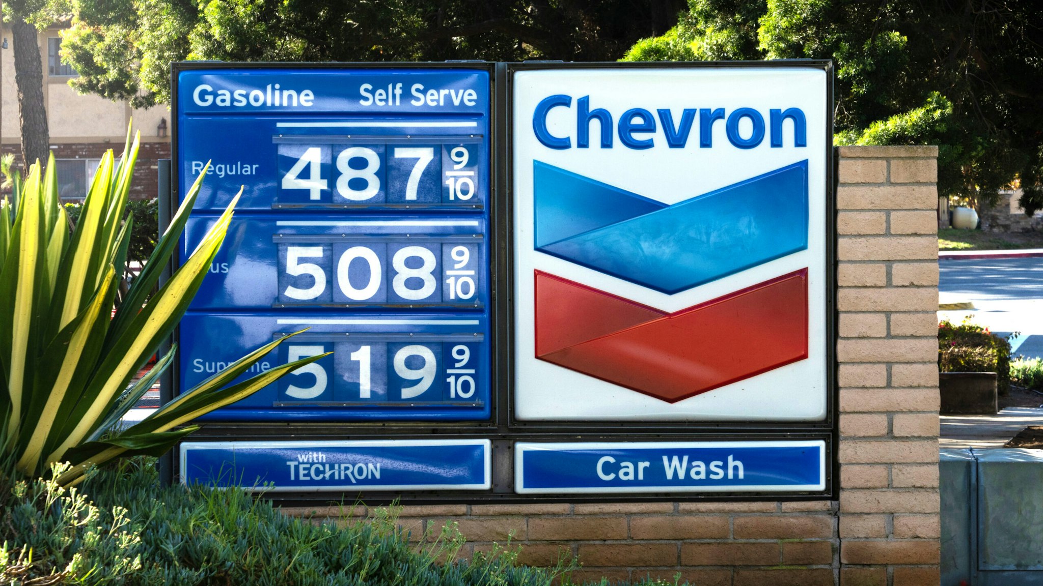 Fuel prices at a Chevron gas station in San Diego, California, U.S., on Thursday, Oct. 21, 2021. American drivers will continue to face historically high fuel prices as gasoline demand surged to the highest in more than a decade.
