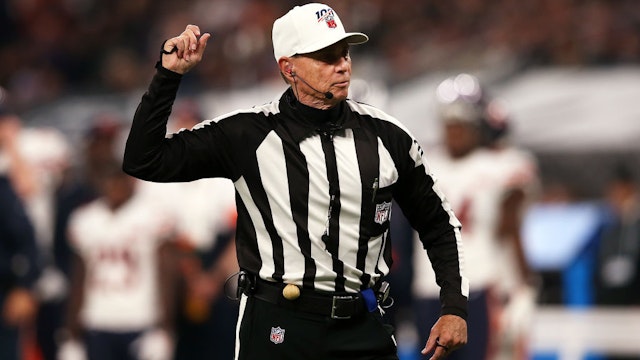 LONDON, ENGLAND - OCTOBER 06: Referee Tony Corrente #99 during the NFL match between the Chicago Bears and Oakland Raiders at Tottenham Hotspur Stadium on October 06, 2019 in London, England. (Photo by Jack Thomas/Getty Images)