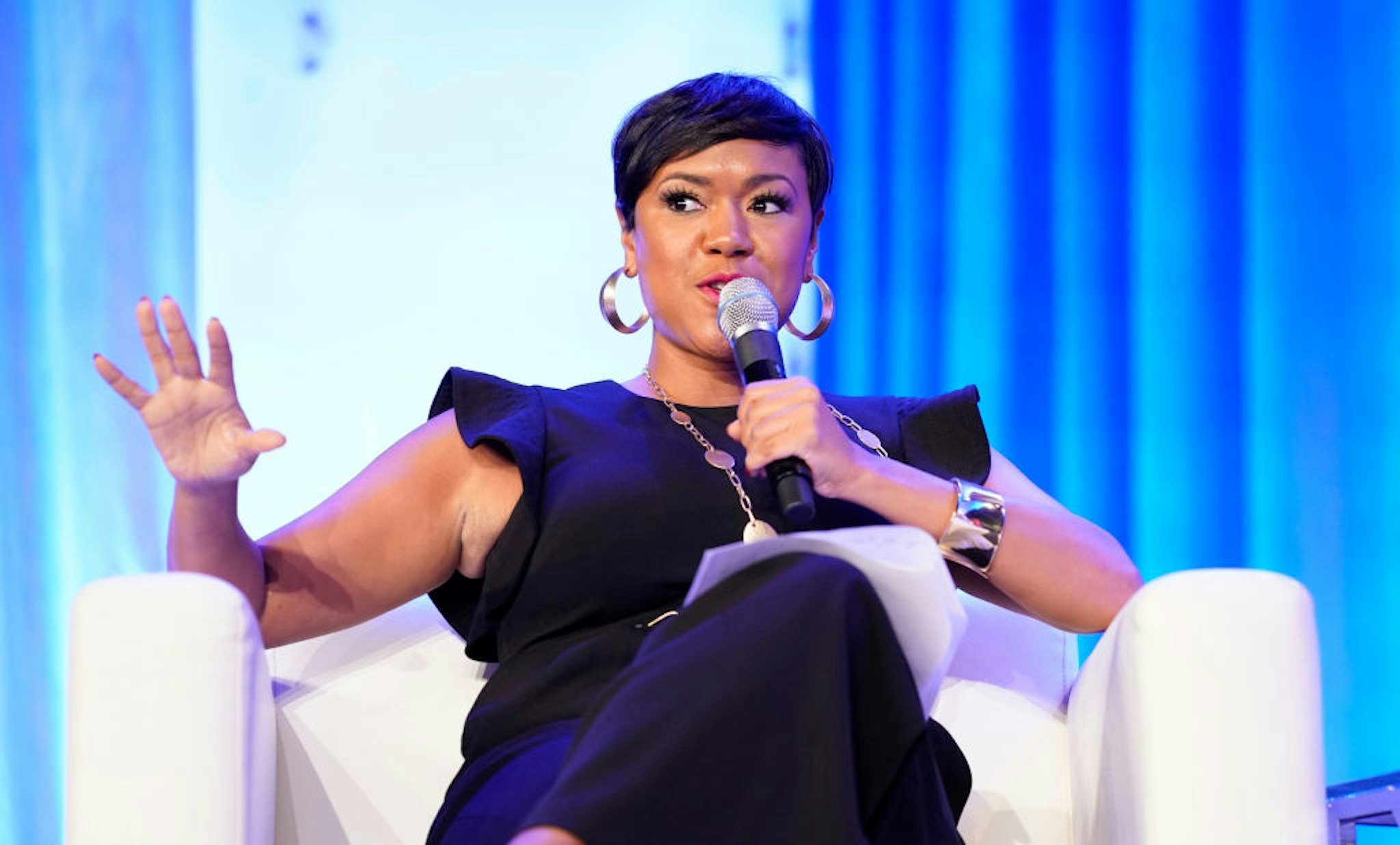 AUSTIN, TEXAS - OCTOBER 24: Tiffany D. Cross of The Beat DC speaks on stage during Texas Conference For Women 2019 at Austin Convention Center on October 24, 2019 in Austin, Texas. (Photo by Marla Aufmuth/Getty Images for Texas Conference for Women 2019)