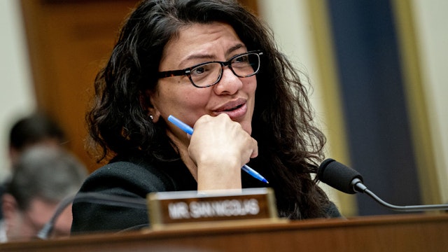 Representative Rashida Tlaib, a Democrat from Michigan, questions Jerome Powell, chairman of the U.S. Federal Reserve, not pictured, during a House Financial Services Committee hearing in Washington, D.C., U.S., on Tuesday, Feb. 11, 2020.