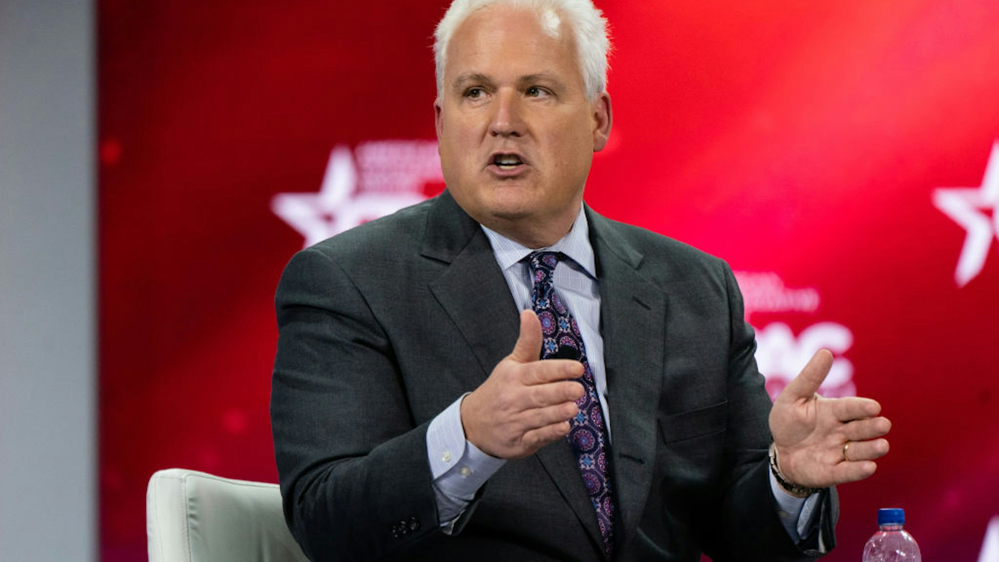 Matt Schlapp, chairman of the American Conservative Union, speaks during a panel discussion at the Conservative Political Action Conference (CPAC) in Orlando, Florida, U.S., on Saturday, Feb. 27, 2021. Donald Trump will speak at the annual Conservative Political Action Campaign conference in Florida, his first public appearance since leaving the White House, to an audience of mostly loyal followers. Photographer: Elijah Nouvelage/Bloomberg via Getty Images