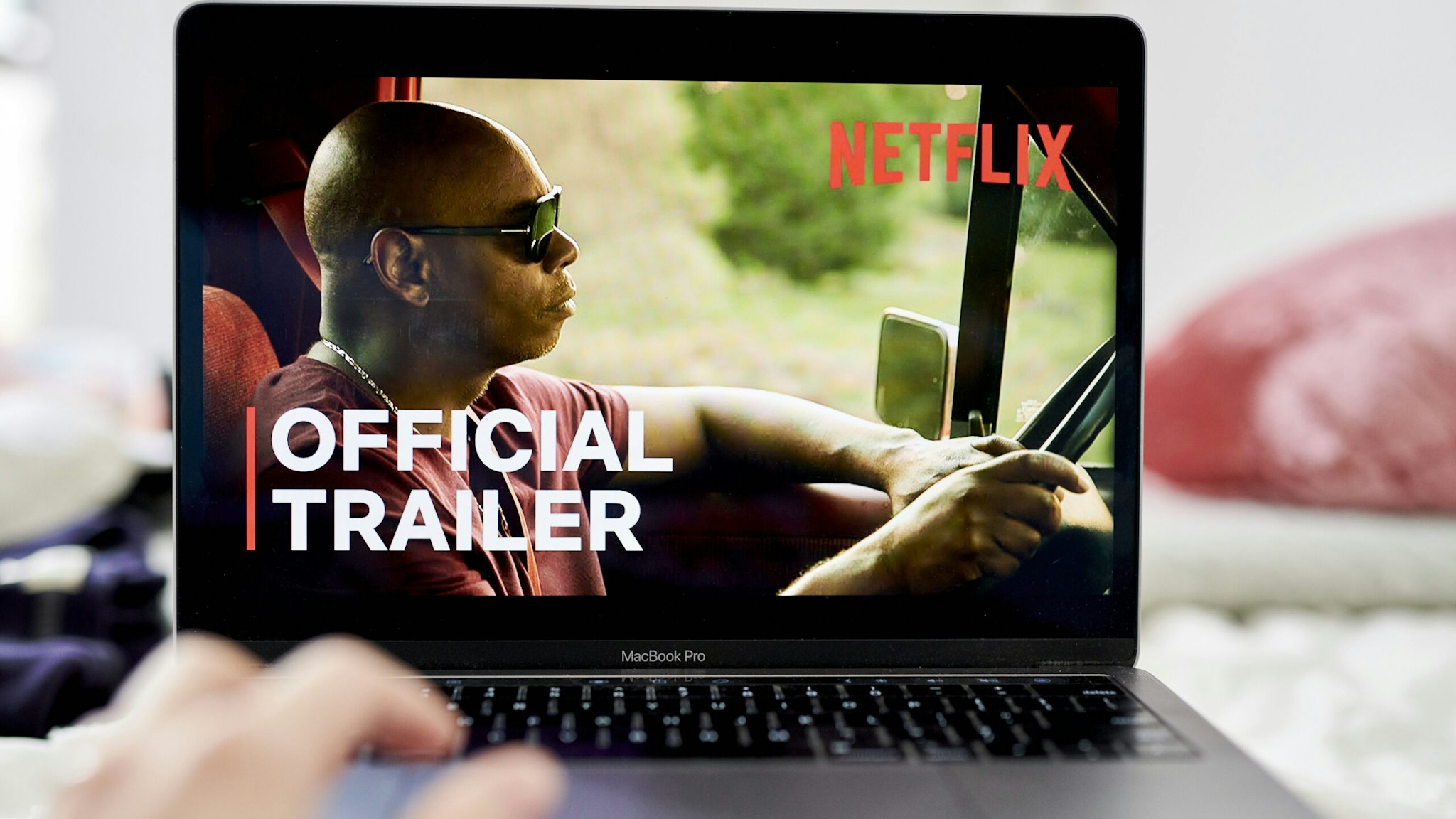 The Netflix Inc. stand-up comedy special 'Dave Chappelle: The Closer' trailer on a laptop computer arranged in the Brooklyn Borough of New York, U.S., on Saturday, Oct. 16, 2021.