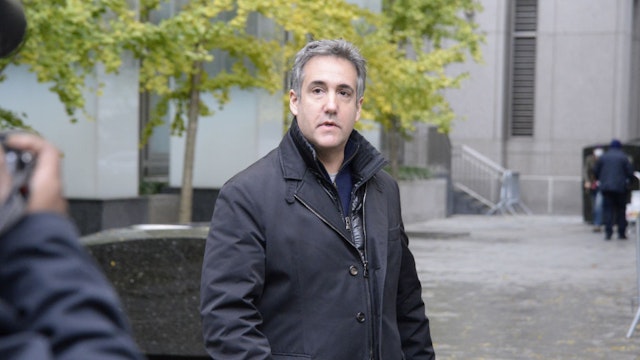 Michael Cohen, former personal lawyer to U.S. President Donald Trump, leaves from federal court in New York, U.S., on Monday, Nov. 22, 2021.