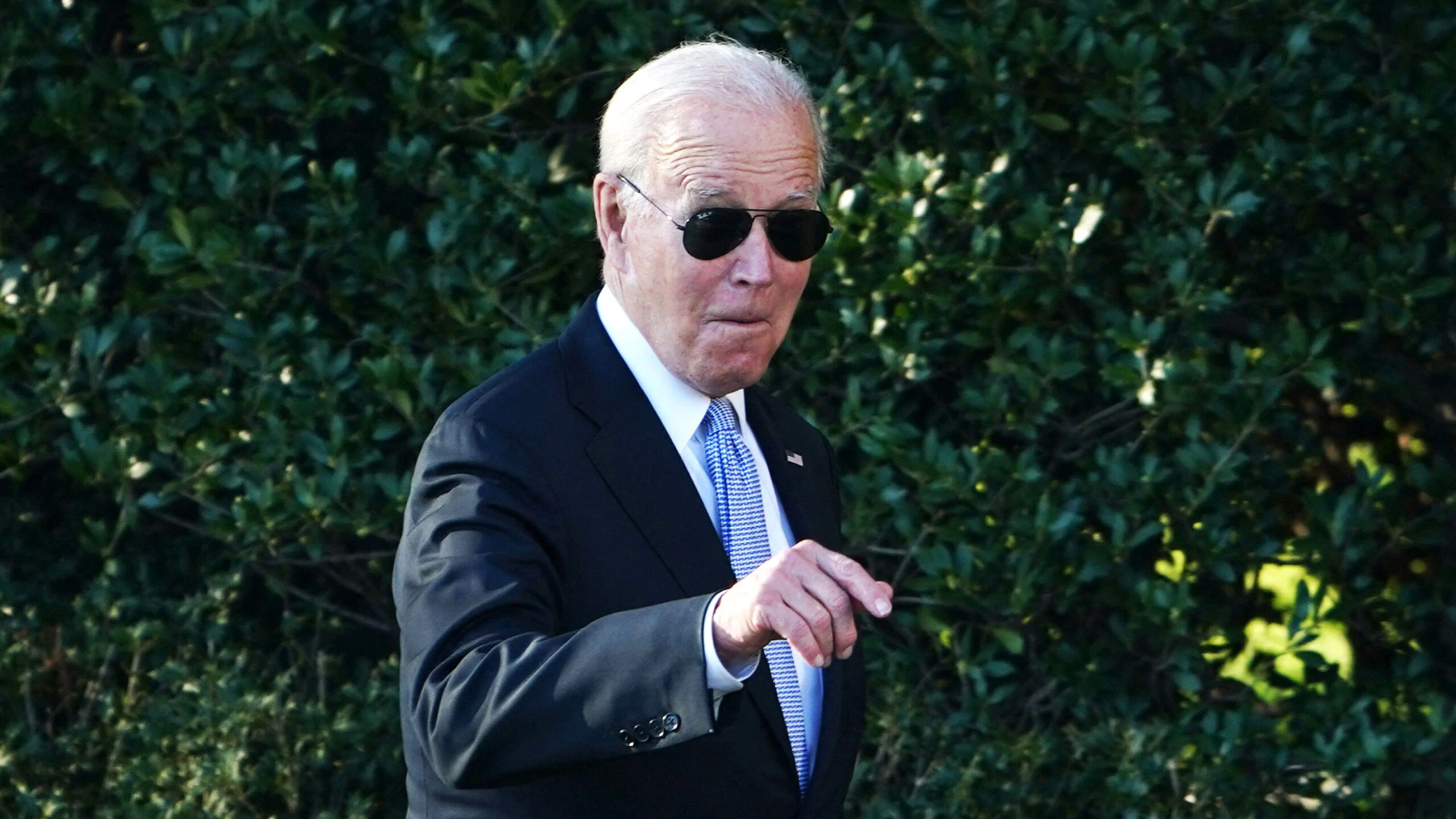 US President Joe Biden arrives for an event honoring the 2021 NBA Championship Milwaukee Bucks on the South Lawn of the White House in Washington, DC on November 8, 2021.