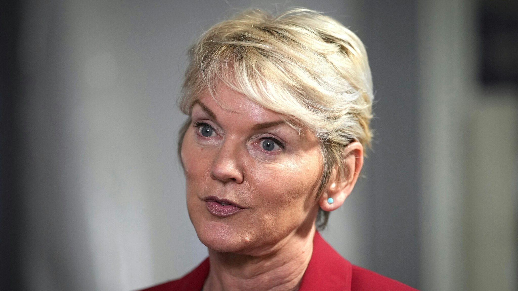 GLASGOW, SCOTLAND - NOVEMBER 04: U.S. Secretary of Energy Jennifer Granholm speaks to the media during Energy Day of COP26 at SECC on November 3, 2021 in Glasgow, Scotland. Today COP26 will focus on accelerating the global transition to clean energy. The 2021 climate summit in Glasgow is the 26th "Conference of the Parties" and represents a gathering of all the countries signed on to the U.N. Framework Convention on Climate Change and the Paris Climate Agreement. The aim of this year's conference is to commit countries to net zero carbon emissions by 2050.