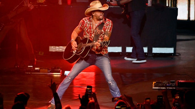 LAS VEGAS, NEVADA - DECEMBER 06: Recording artist Jason Aldean performs during the launch of his three-night "JASON ALDEAN: RIDE ALL NIGHT VEGAS" engagement at Park Theater at Park MGM on December 6, 2019 in Las Vegas, Nevada. (Photo by David Becker/Getty Images)