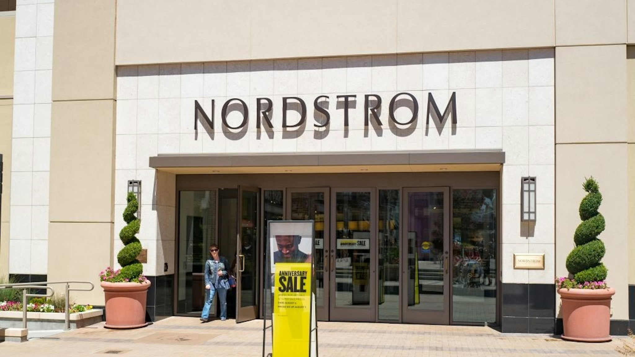 Nordstrom department store, with logo and signage, in the upscale Broadway Plaza shopping center in downtown Walnut Creek, California, July 30, 2017.