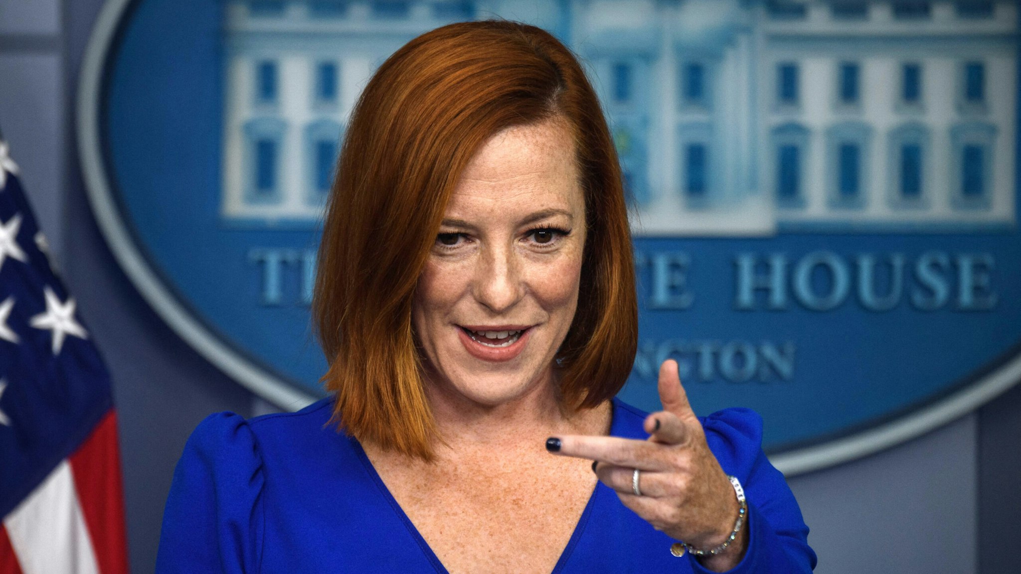 White House Press Secretary Jen Psaki speaks during the daily press briefing on October 27, 2021, in the Brady Briefing Room of the White House in Washington, DC.