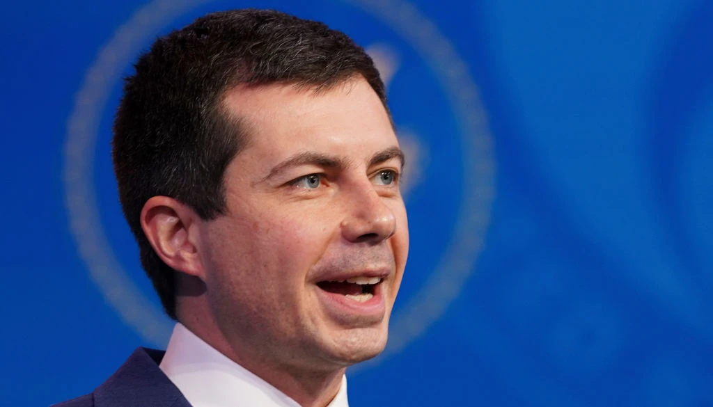 WILMINGTON, DELAWARE - DECEMBER 16: Former Democratic presidential candidate Pete Buttigieg speaks after he was nominated to be Transportation Secretary by U.S. President-elect Joe Biden during a news conference at Biden's transition headquarters on December 16, 2020 in Wilmington, Delaware.