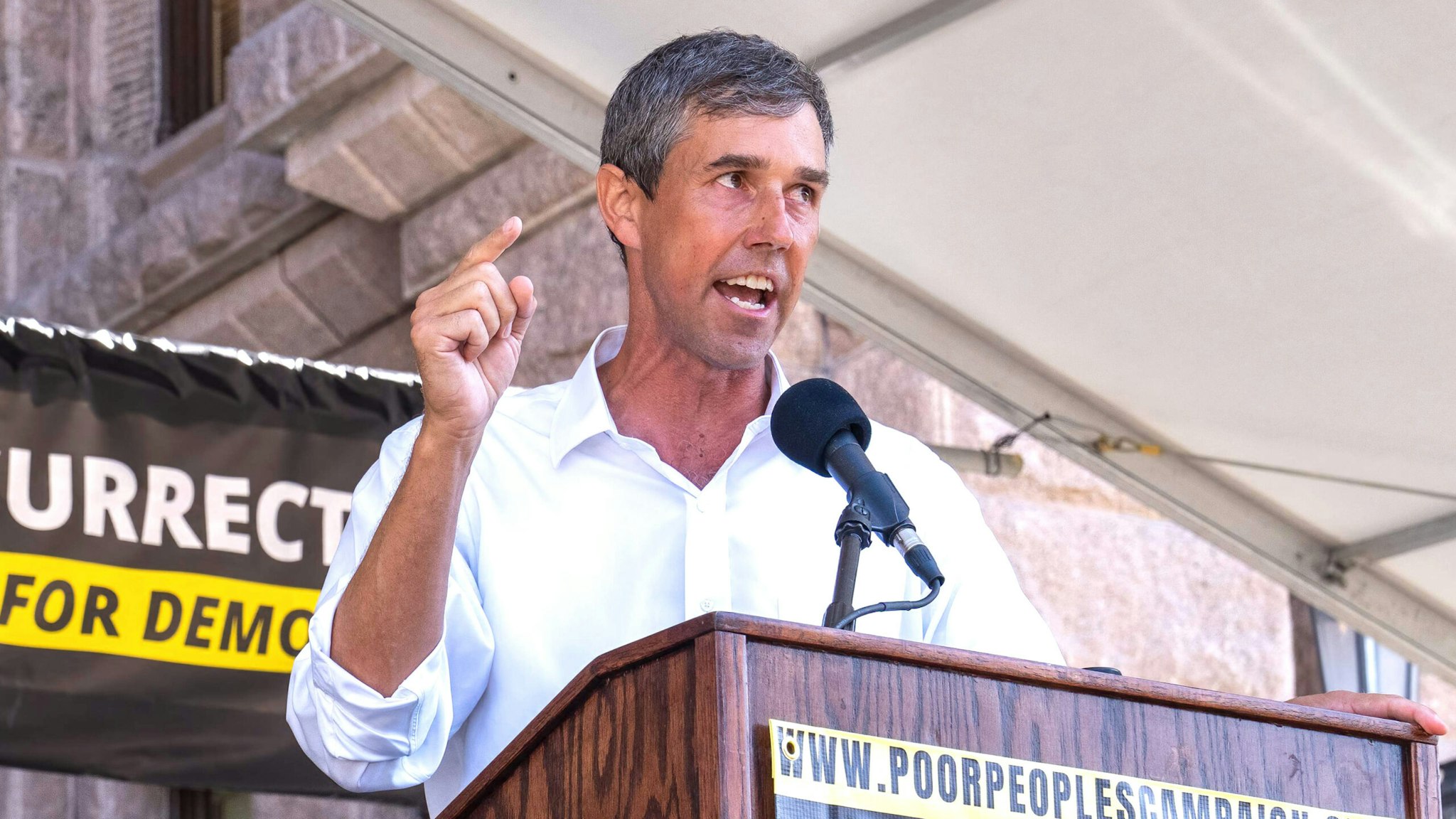 Beto O'Rourke speaks at the We Are the Moral Resurrection! Georgetown-to-Austin March for Democracy rally to support voting rights at the Texas State Capitol on July 31, 2021, in Austin, Texas.