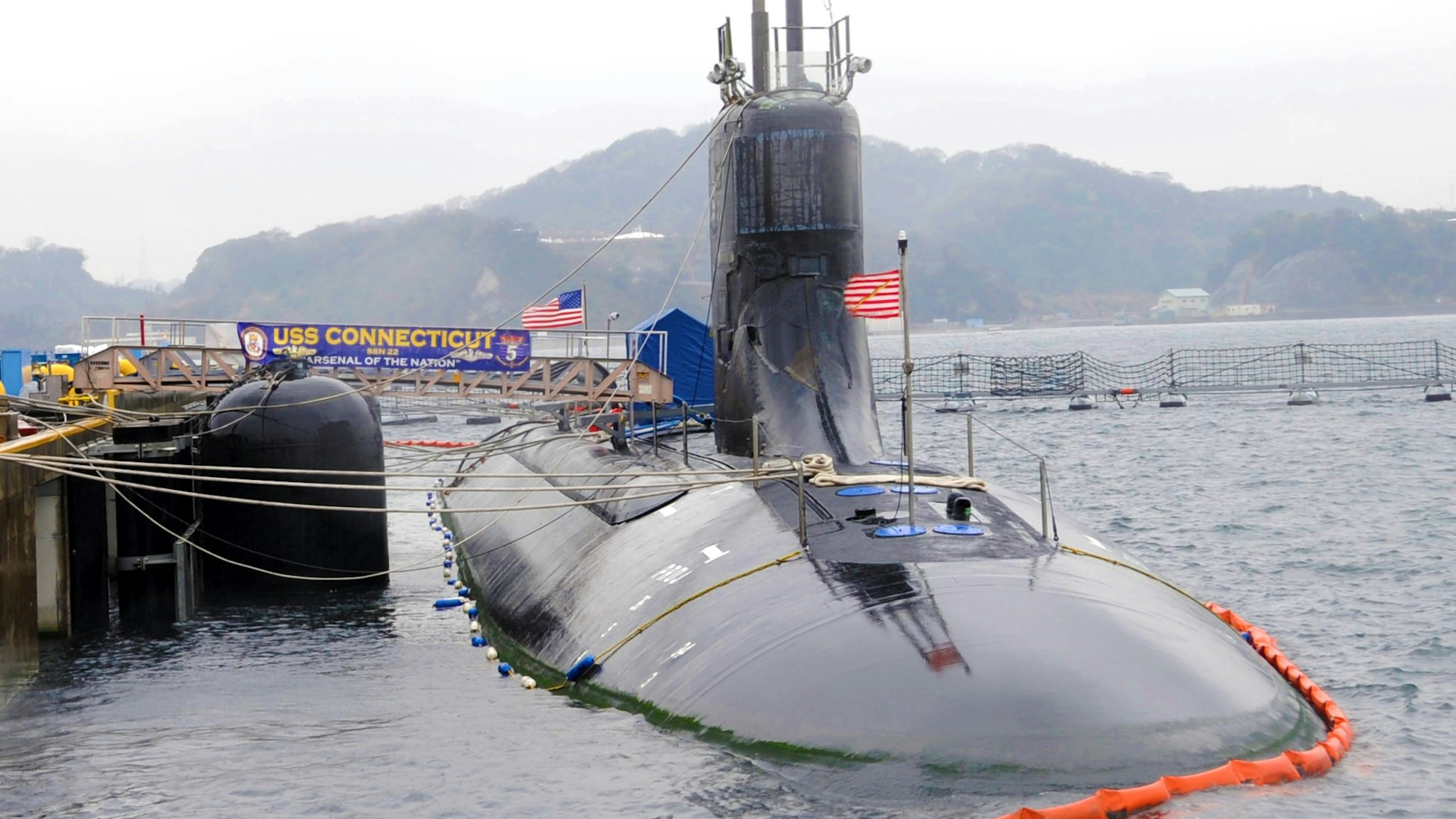 YOKOSUKA, Japan (March 9, 2012) - The Seawolf-class attack submarine USS Connecticut (SSN 22) arrives at Fleet Activities Yokosuka during its deployment to the Western Pacific region.