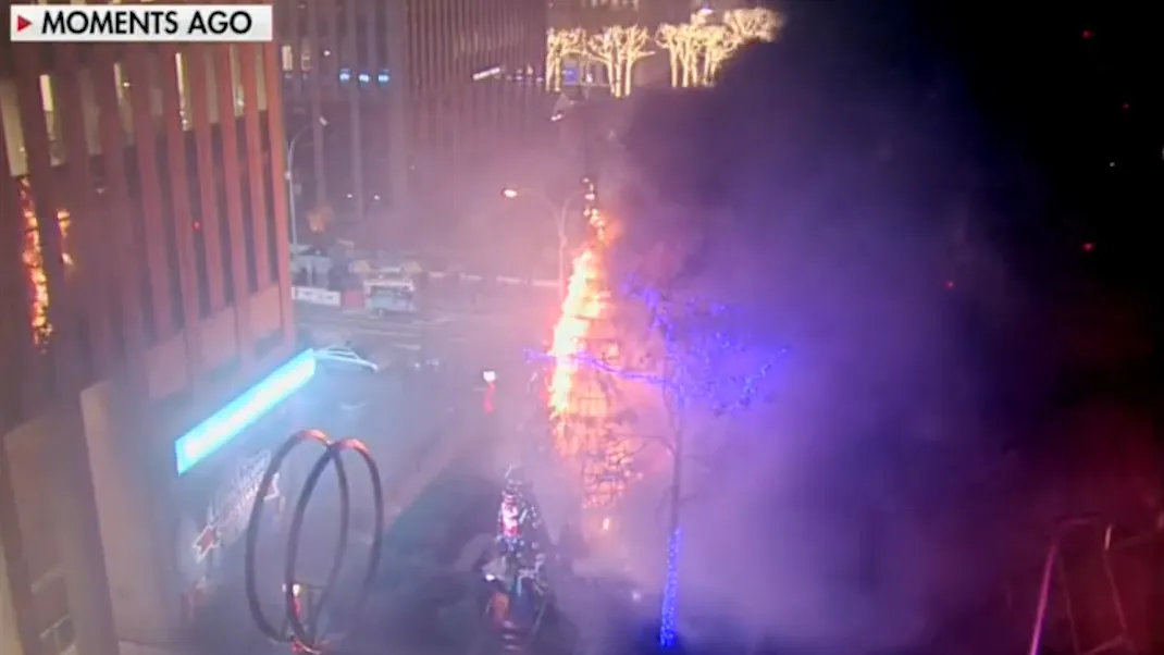 WATCH: Christmas Tree Outside Of Fox News Gets Torched, Police Take Man Into Custody