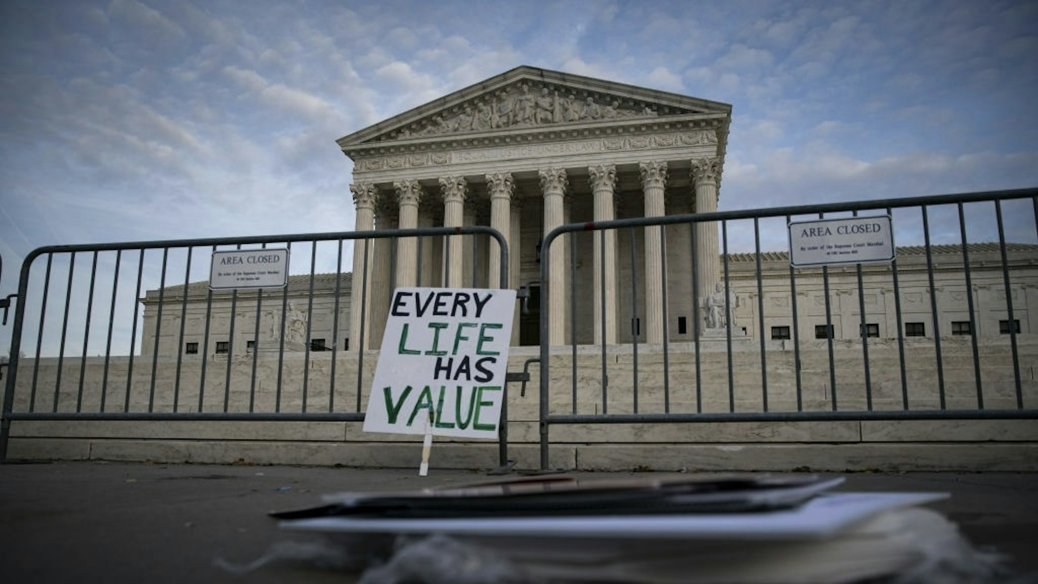 Supreme Court Hears Arguments In Dobbs v. Jackson Women's Health Case An "Every Life Has Value" sign outside the U.S. Supreme Court following oral arguments in the Dobbs v. Jackson Women's Health case in Washington, D.C., U.S., on Wednesday, Dec. 1, 2021. The Supreme Court's conservatives suggested they are poised to slash abortion rights and uphold Mississippi's ban on the procedure after 15 weeks of pregnancy, as the court tackled its most consequential reproductive-rights case in a generation. Photographer: Al Drago/Bloomberg via Getty Images Bloomberg / Contributor