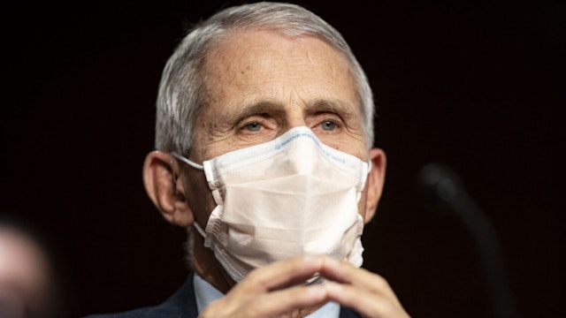 Anthony Fauci, director of the National Institute of Allergy and Infectious Diseases, listens during a Senate Health, Education, Labor, and Pensions Committee hearing in Washington, D.C., U.S., on Thursday, Nov. 4, 2021.