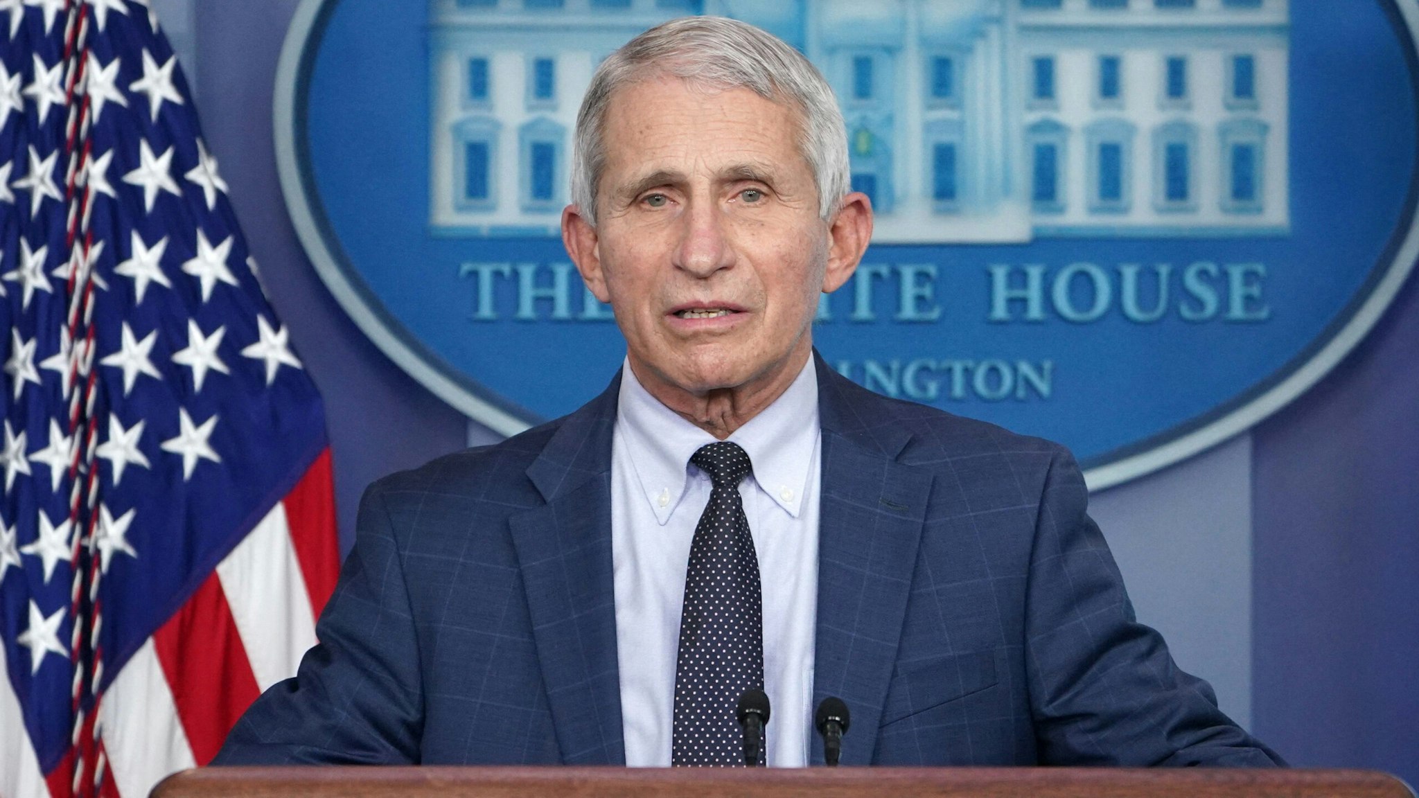 Chief Medical Advisor to the president Dr. Anthony Fauci speaks during the daily briefing in the Brady Briefing Room of the White House in Washington, DC on December 1, 2021.