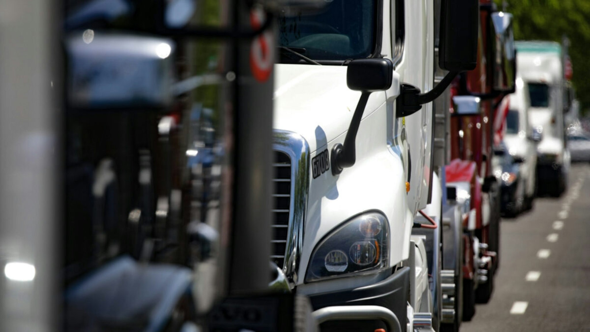 Truck Driver protest along Constitution Avenue in the Washington D.C. near the White House on May 2, 2020 in United States.