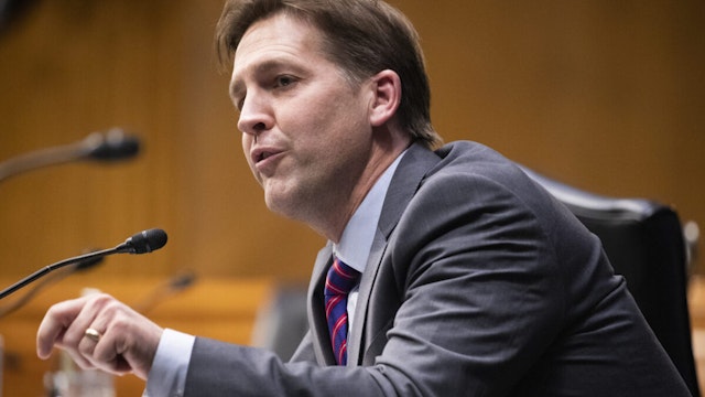 Sen. Ben Sasse (R-NE) questions Xavier Becerra, nominee for Secretary of Health and Human Services, at his confirmation hearing before the Senate Finance Committee on Capitol Hill February 24, 2021 in Washington, DC