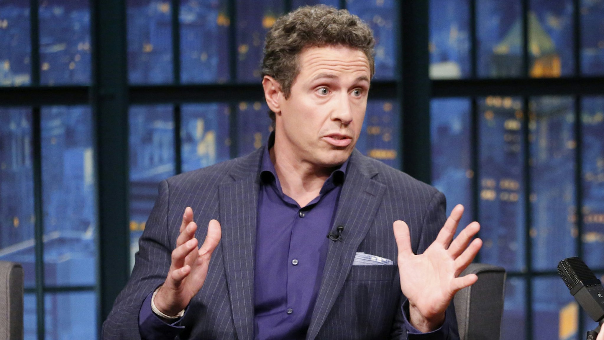 LATE NIGHT WITH SETH MEYERS -- Episode 340 -- Pictured: (l-r) Journalist Chris Cuomo during an interview with host Seth Meyers on March 15, 2016
