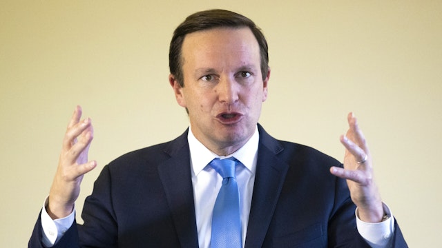 United States Senator Chris Murphy during a press conference in Parliament Buildings of Stormont. Picture date: Monday November 22, 2021.