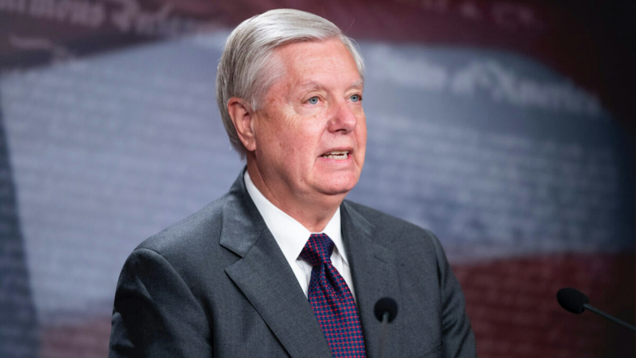 Sen. Lindsey Graham, R-S.C., holds a news conference in the Capitol on Thursday, Nov. 4, 2021.