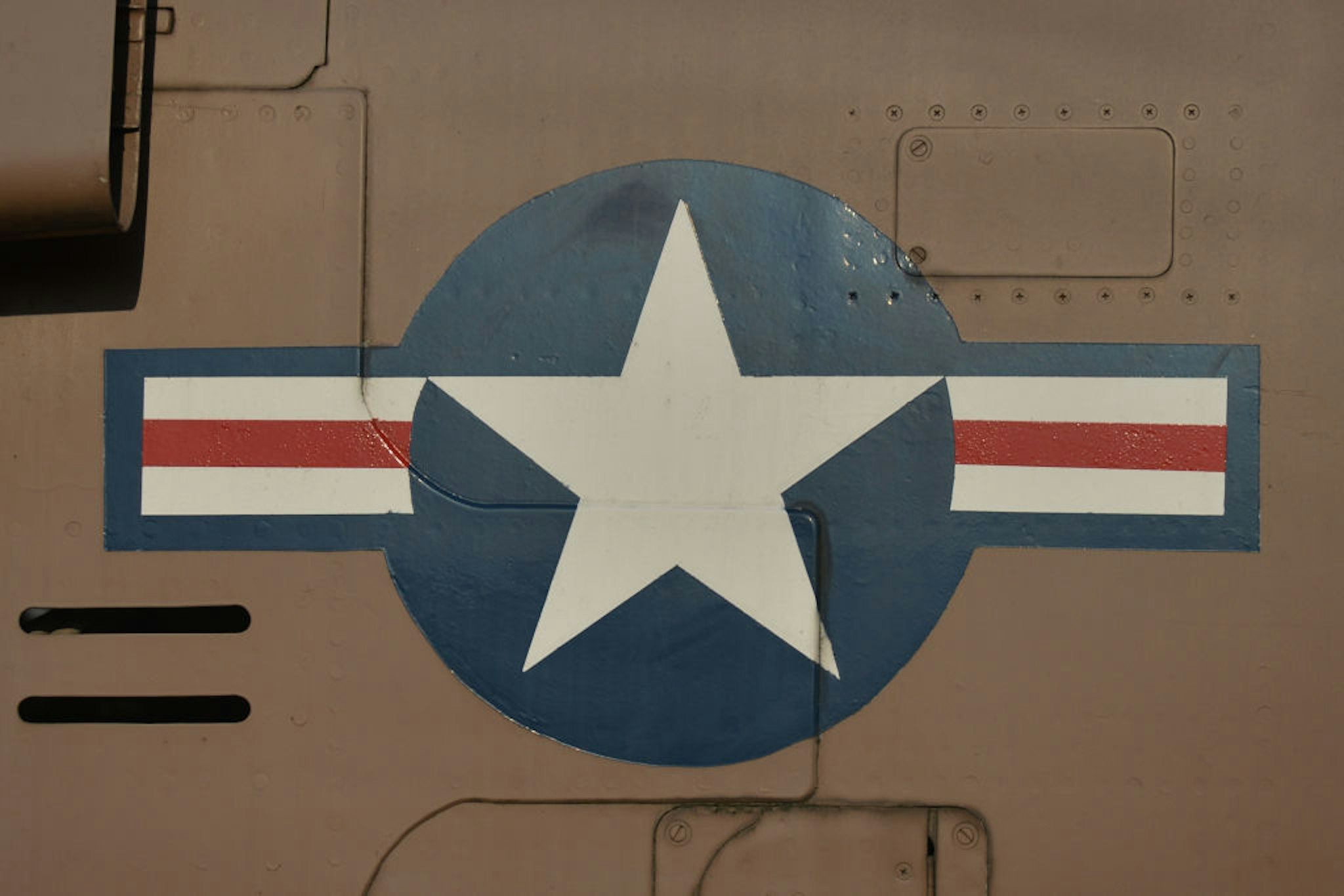 United States Air Force insignia seen on an aircraft at the Polish Aviation Museum.