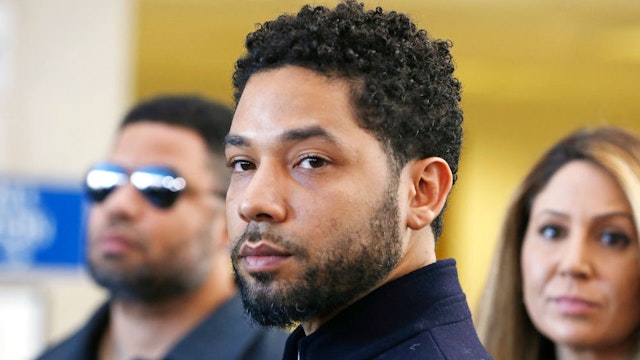 Actor Jussie Smollett after his court appearance at Leighton Courthouse on March 26, 2019 in Chicago, Illinois.