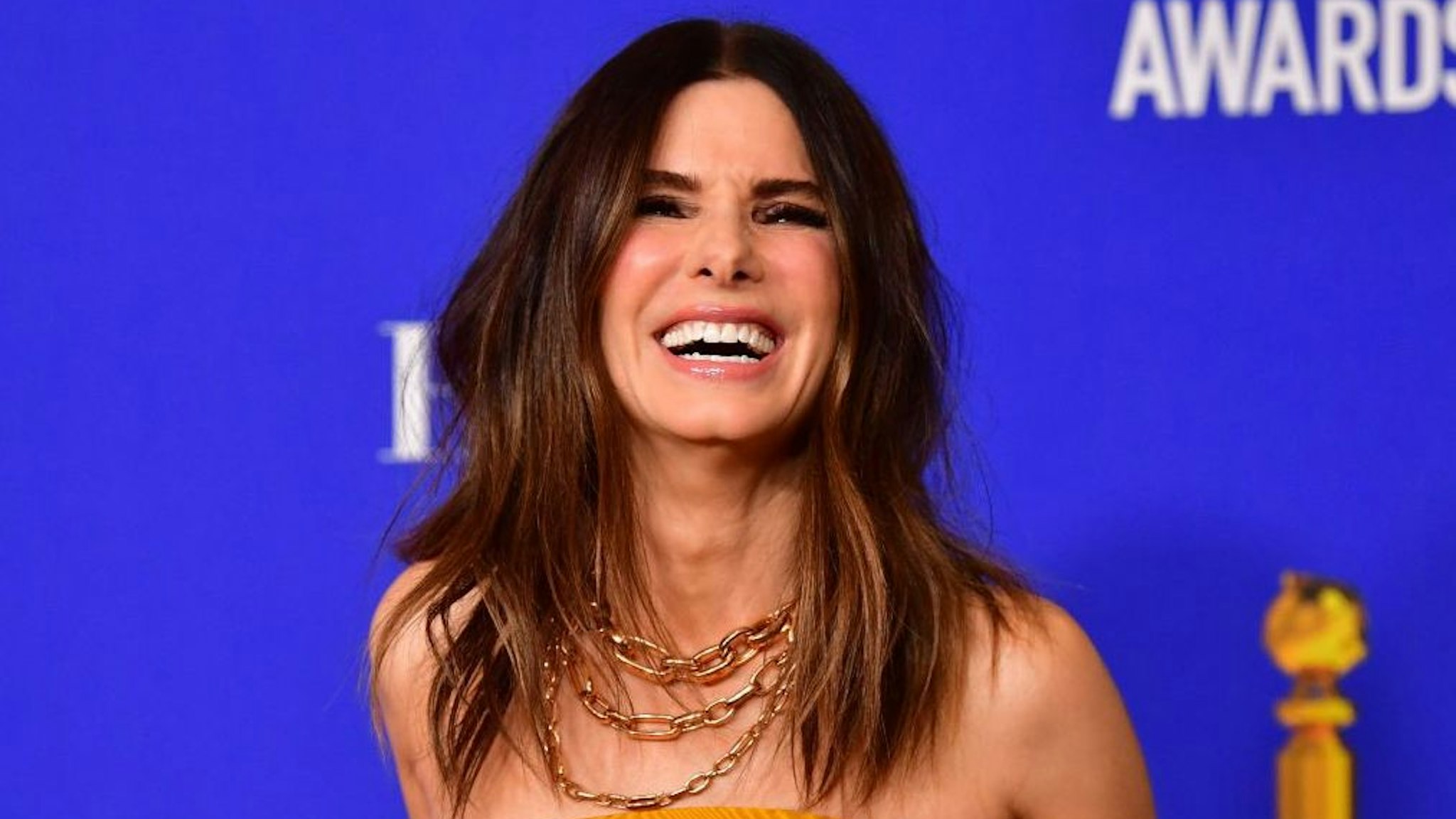Actress Sandra Bullock poses in the press room during the 77th annual Golden Globe Awards on January 5, 2020, at The Beverly Hilton hotel in Beverly Hills, California.