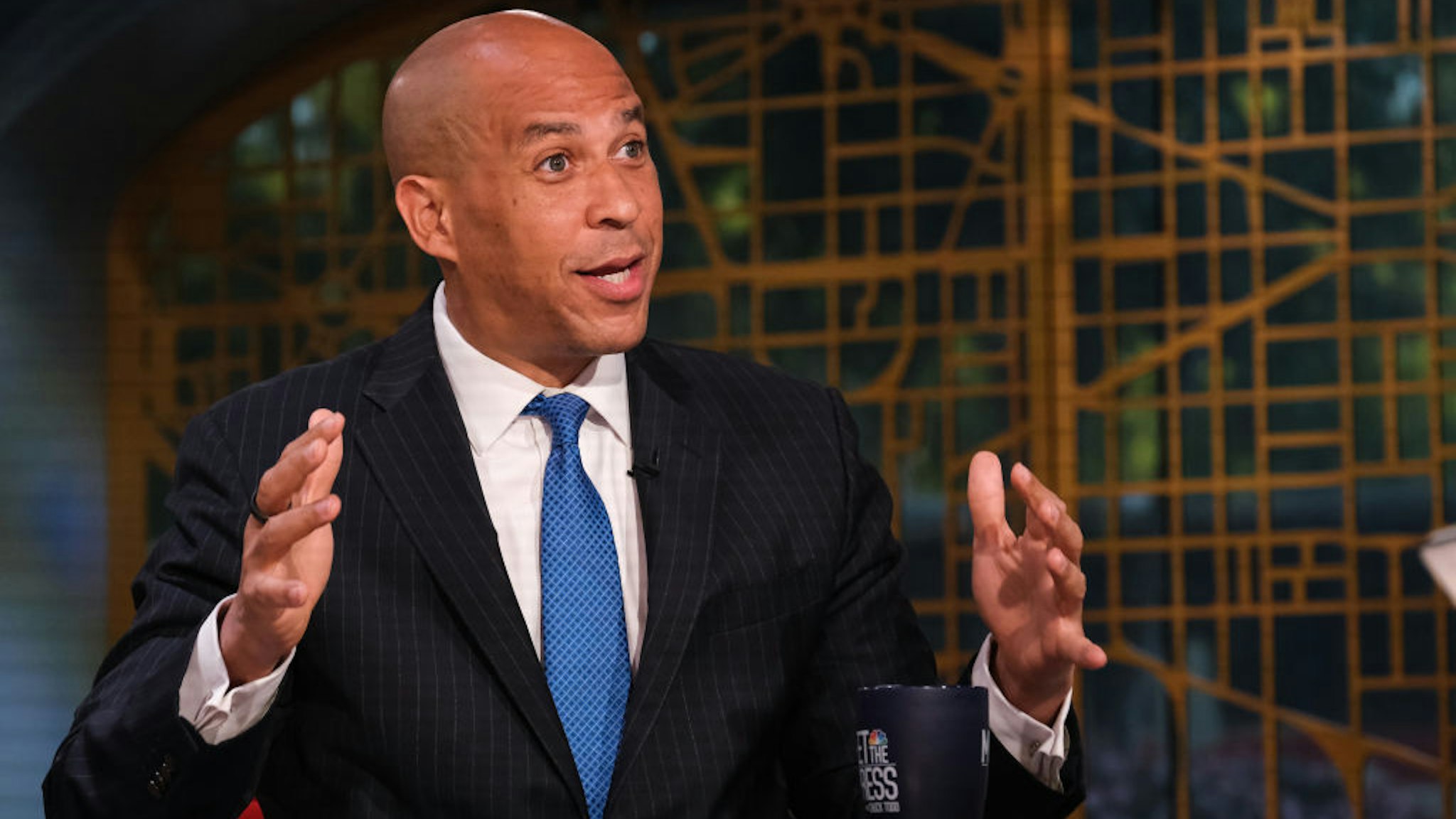 Pictured: (l-r) Sen. Cory Booker (D-N.J.) appears on Meet the Press" in Washington, D.C., Sunday, September 26, 2021.