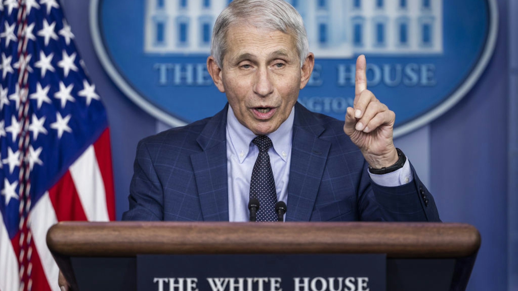 Anthony Fauci, director of the National Institute of Allergy and Infectious Diseases, speaks during a news conference in the James S. Brady Press Briefing Room at the White House in Washington, D.C., U.S., on Wednesday, Dec. 1, 2021. The U.S. Centers for Disease Control and Prevention has confirmed the first U.S. case of omicron as the new variant spreads around the world. Photographer: Jim Lo Scalzo/EPA/Bloomberg via Getty Images