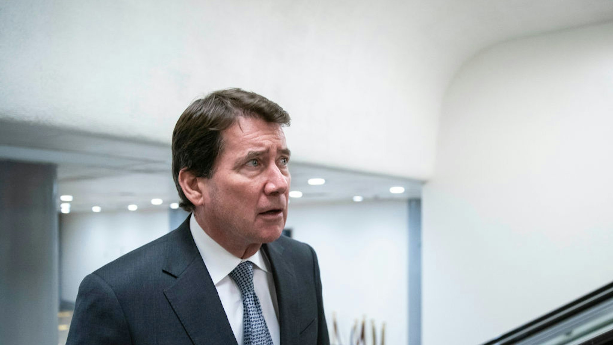 WASHINGTON, DC - AUGUST 07: Senator Bill Hagerty (R-TN) walks through the Senate Subway to the Senate floor at the U.S. Capitol on August 7, 2021 in Washington, DC. The Senate will vote on the nomination of Eunice C. Lee to be a U.S. Circuit Judge for the Second Circuit. The Senate will also vote on amendments for the legislative text of the $1 trillion infrastructure bill ahead of August recess.