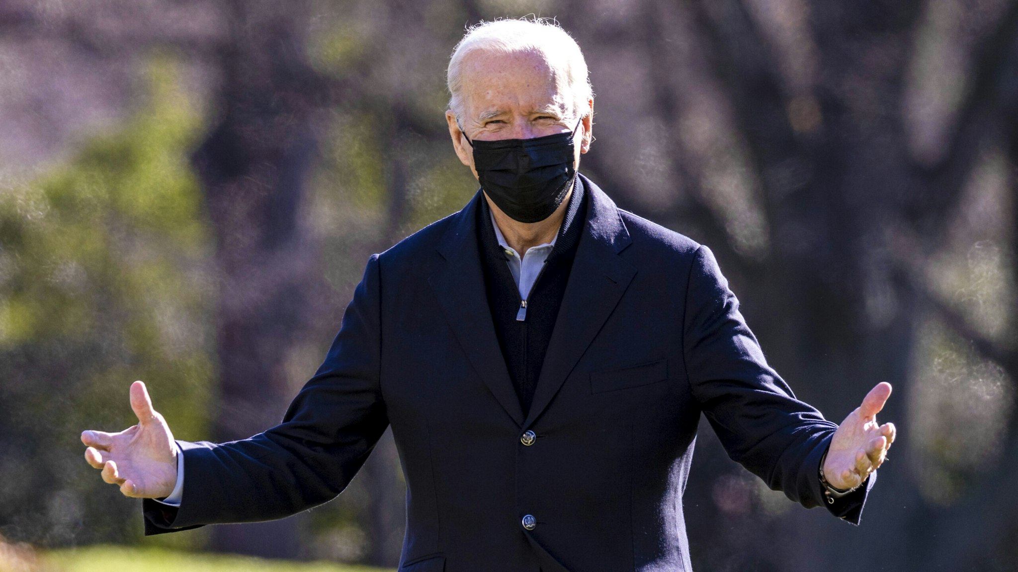 WASHINGTON, DC - DECEMBER 12: President Joe Biden walks on the South Lawn of the White House on December 12, 2021 in Washington, DC. The first family spent the weekend in Wilmington, Delaware.
