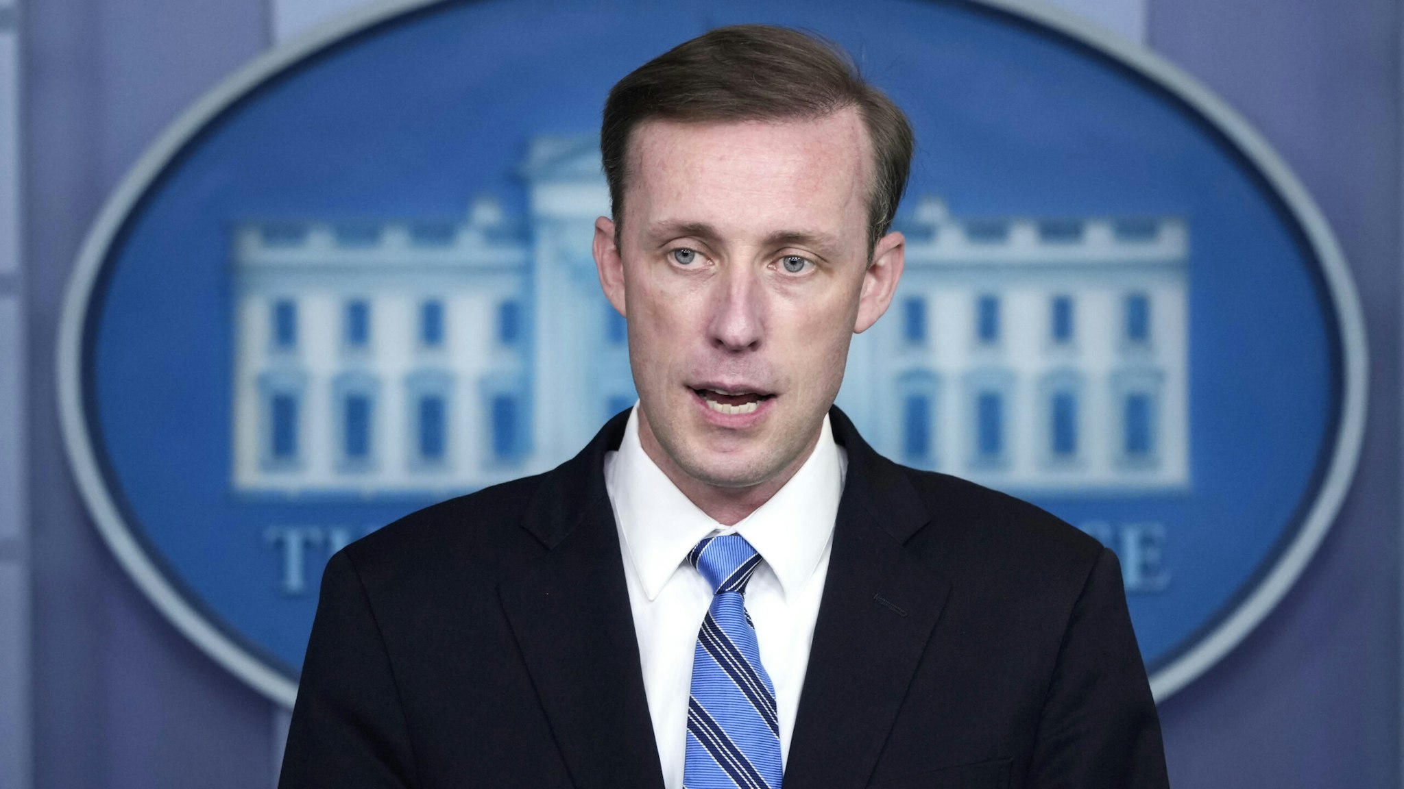 WASHINGTON, DC - AUGUST 23: White House National Security Advisor Jake Sullivan speaks during the daily press briefing at the White House on August 23, 2021 in Washington, DC. Sullivan took questions about the situation in Afghanistan.