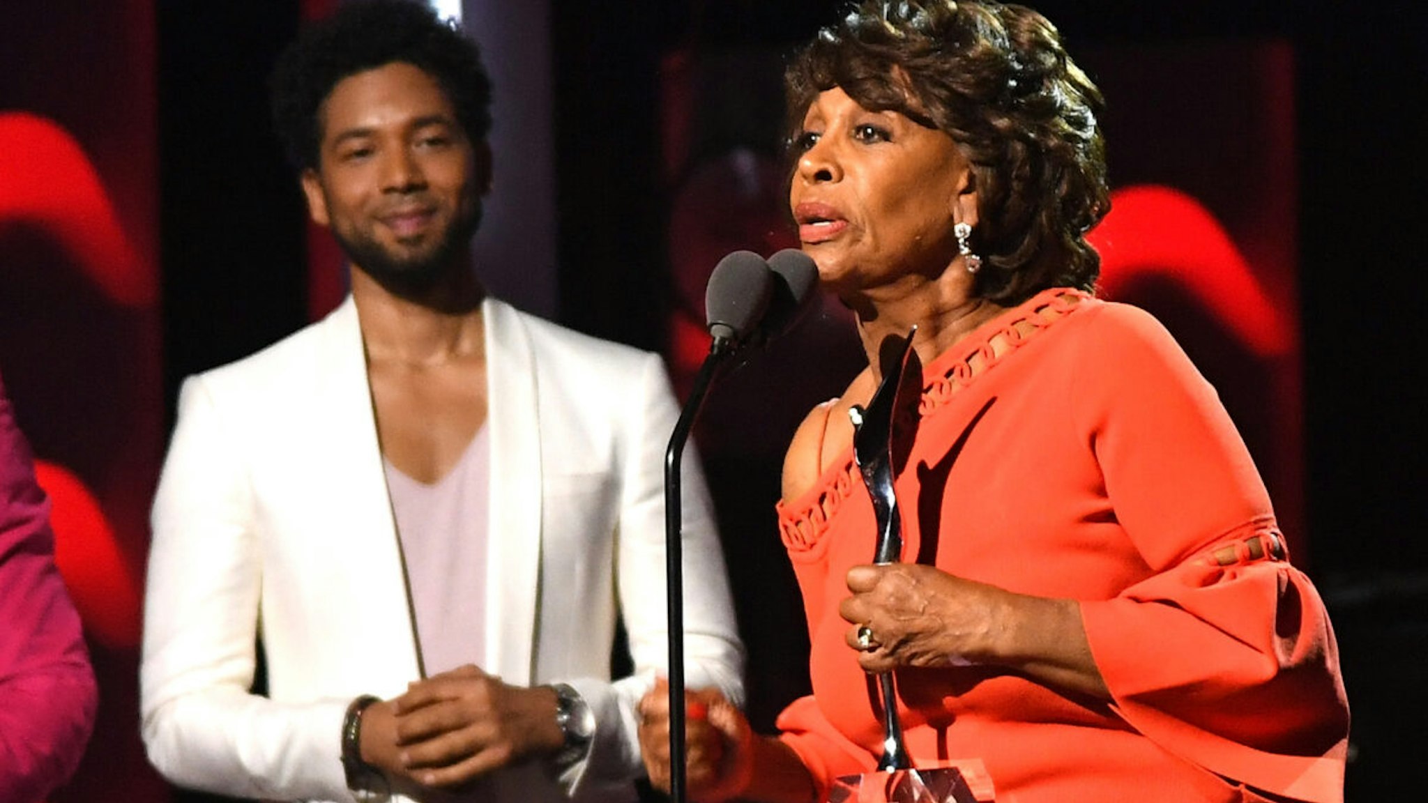 Laz Alonso, Jussie Smollett, and Honoree Congresswoman Maxine Waters speak onstage during Black Girls Rock! 2017 at NJPAC on August 5, 2017 in Newark, New Jersey.