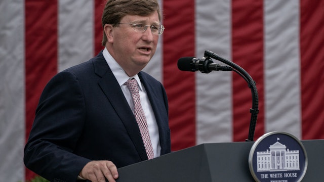 Tate Reeves, governor of Mississippi, speaks during an event in the Rose Garden of the White House in Washington, D.C., U.S., on Monday, Sept. 28, 2020. President Donald Trump is set to announce the government will send millions of rapid-result Covid-19 tests to states, and urge that they be used in schools.