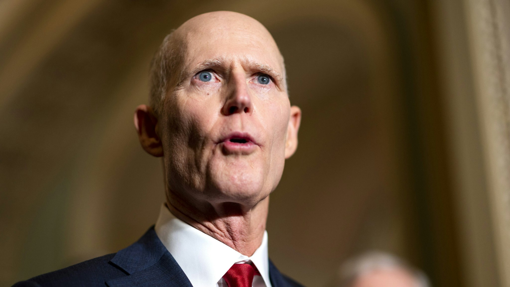 UNITED STATES - NOVEMBER 30: Sen. Rick Scott, R-Fla., speaks during the Senate Republicans news conference in the Capitol on Tuesday, Nov. 30, 2021.
