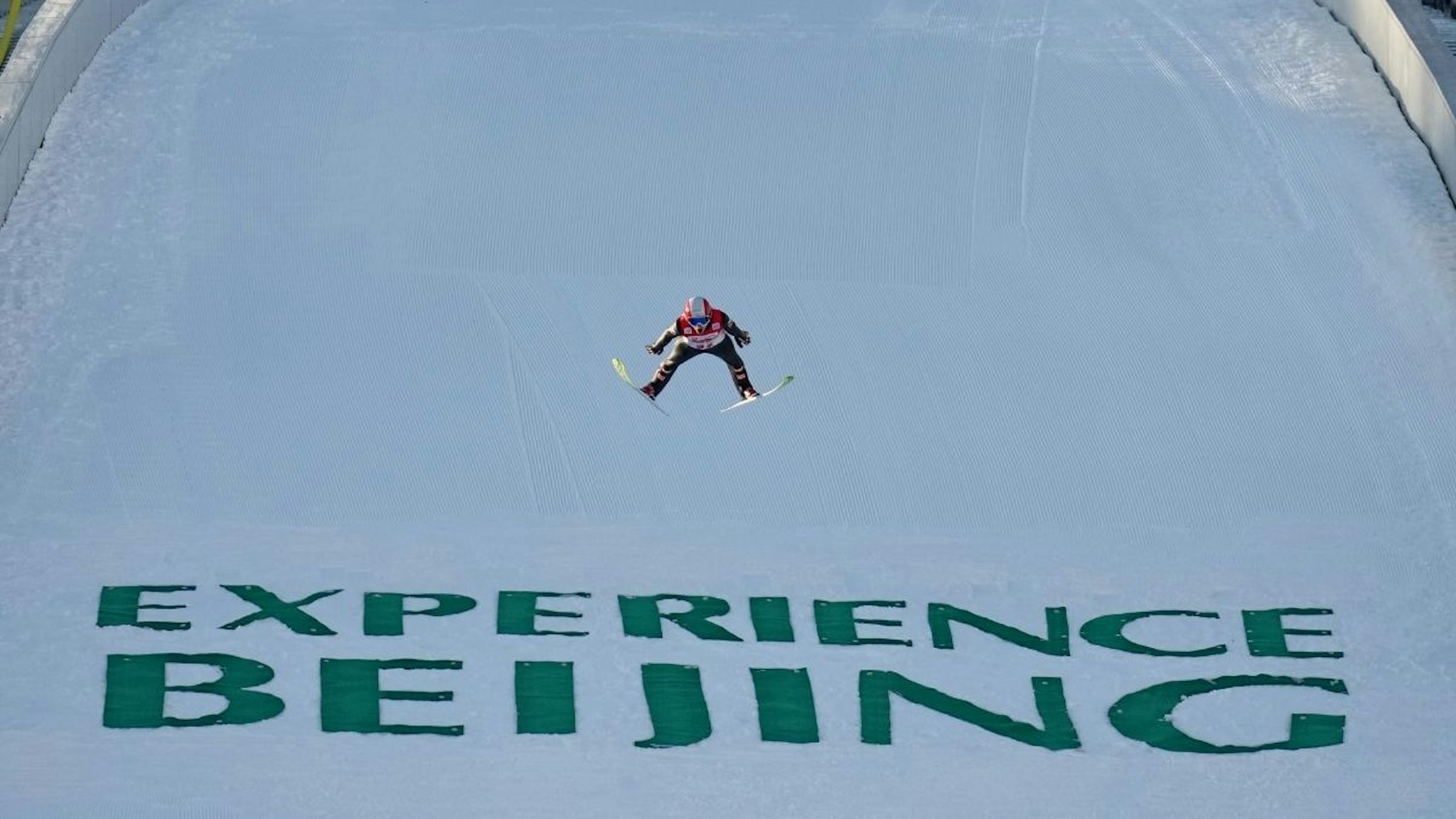 Ulrich Wohlgenannt of Austria competes in the men's large hill individual during the FIS Continental Cup Ski Jumping 2021/2022, part of a 2022 Beijing Winter Olympic Games test event, in Chongli of Zhangjiakou City, north China's Hebei Province, on Dec. 5, 2021.